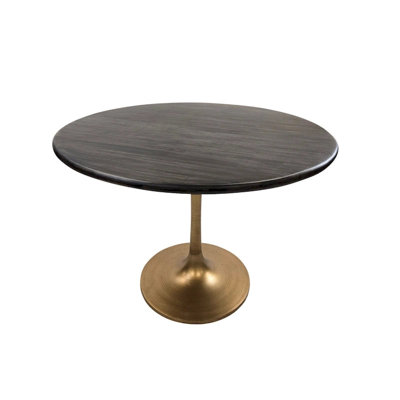 Table à manger ronde Elm Black / Antique Gold Tulip Base, 4 places