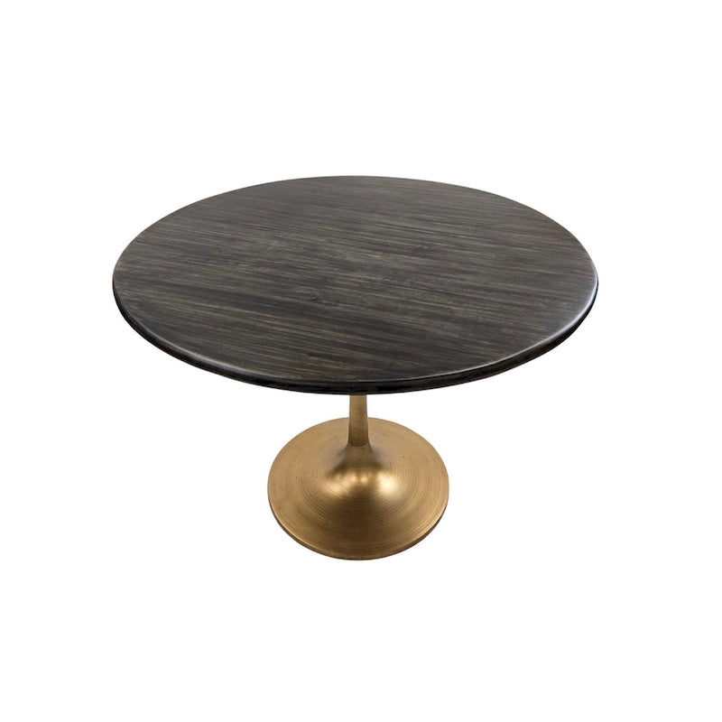 Table à manger ronde Elm Black / Antique Gold Tulip Base, 4 places