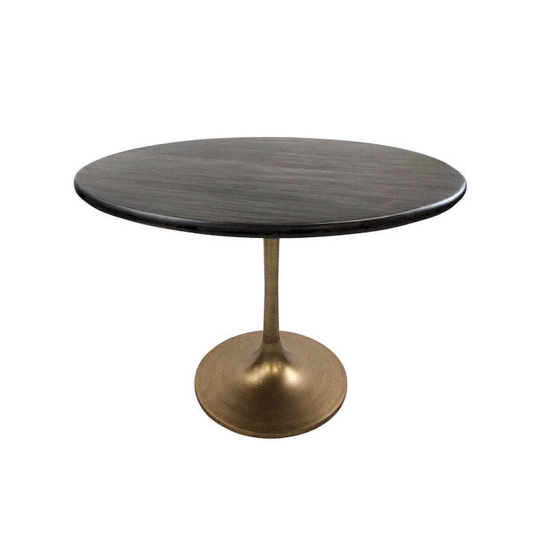 Table à manger ronde Elm Black / Antique Gold Tulip Base, 4 places