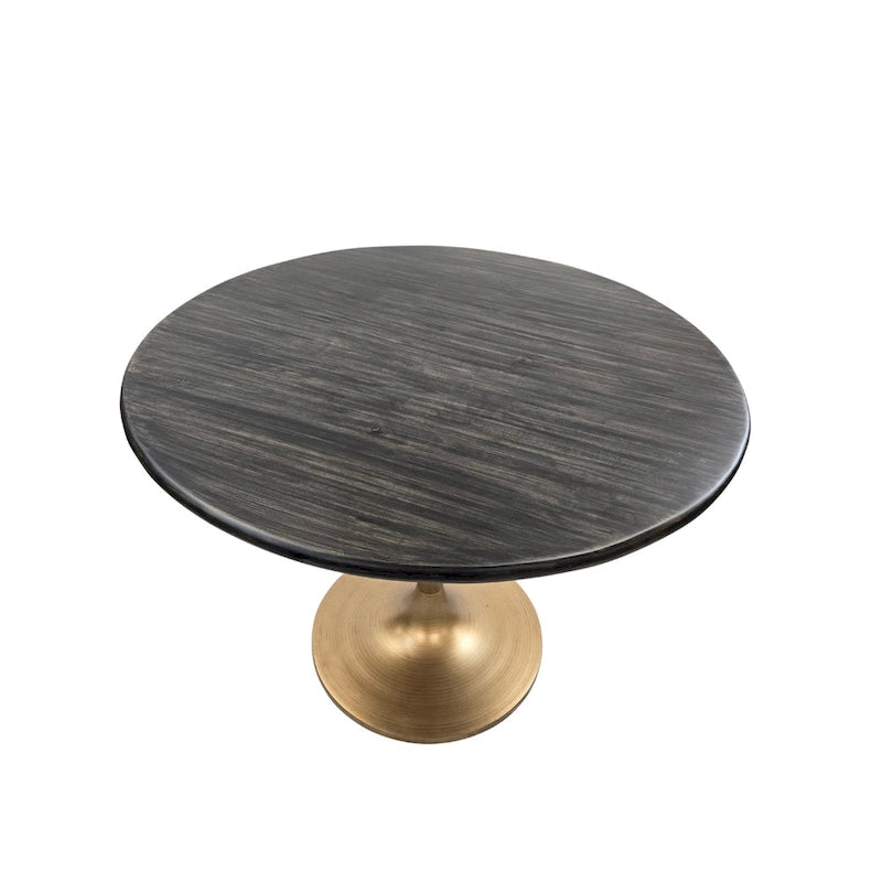 Table à manger ronde Elm Black / Antique Gold Tulip Base, 4 places