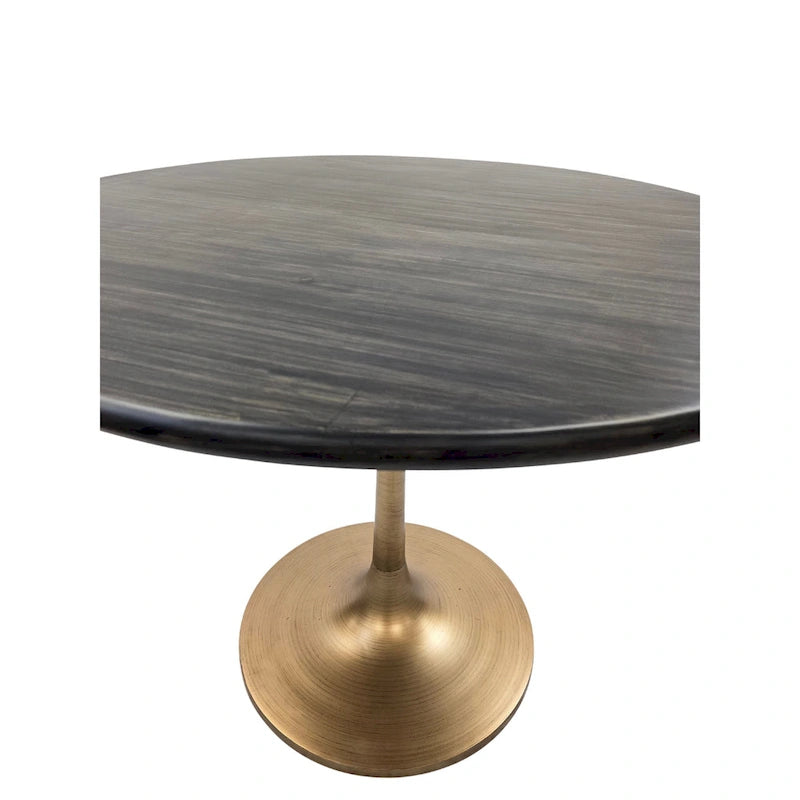 Table à manger ronde Elm Black / Antique Gold Tulip Base, 4 places