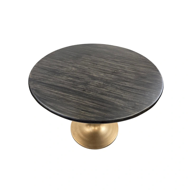 Table à manger ronde Elm Black / Antique Gold Tulip Base, 4 places