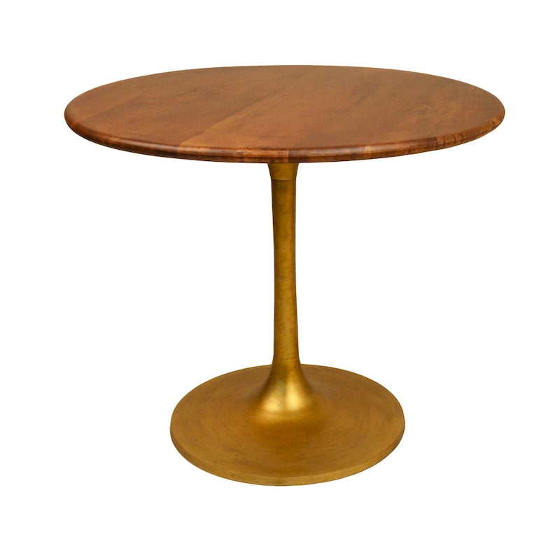 Table à manger ronde Elm Black / Antique Gold Tulip Base, 4 places