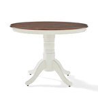 Table de salle à manger ronde - blanche, pied central, 4 places