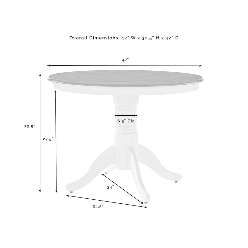 Table de salle à manger ronde - blanche, pied central, 4 places