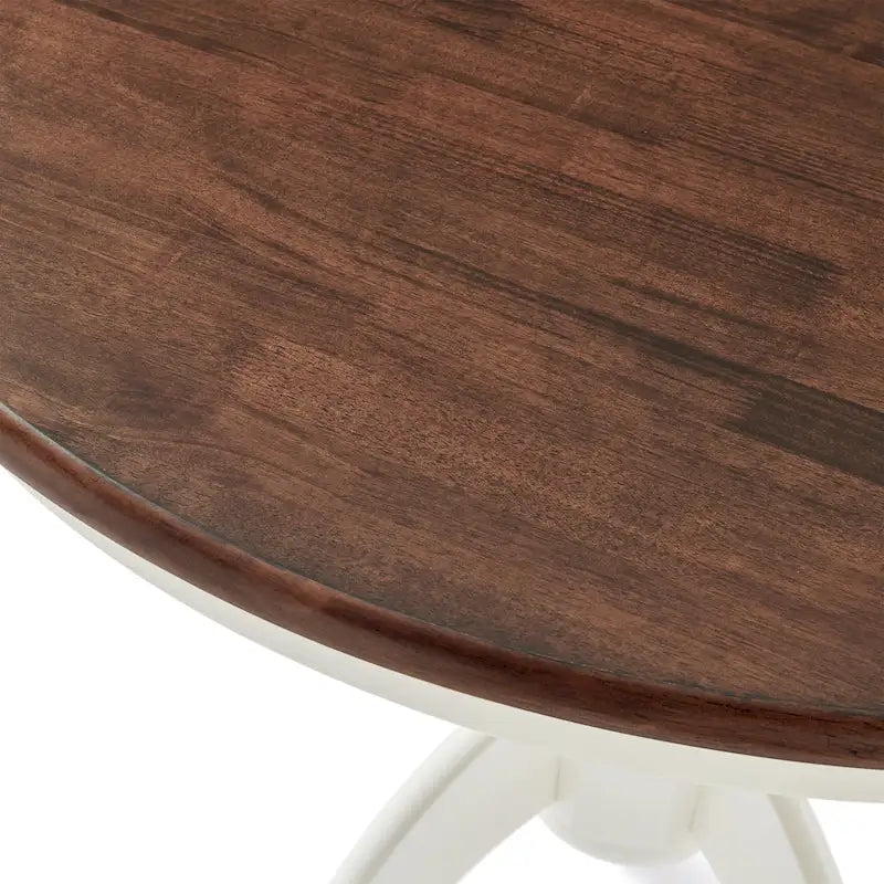 Table de salle à manger ronde - blanche, pied central, 4 places