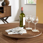 Table à manger ronde Espresso et Noyer avec plateau tournant, 6 places