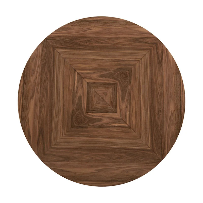 Table à manger ronde Espresso et Noyer avec plateau tournant, 6 places