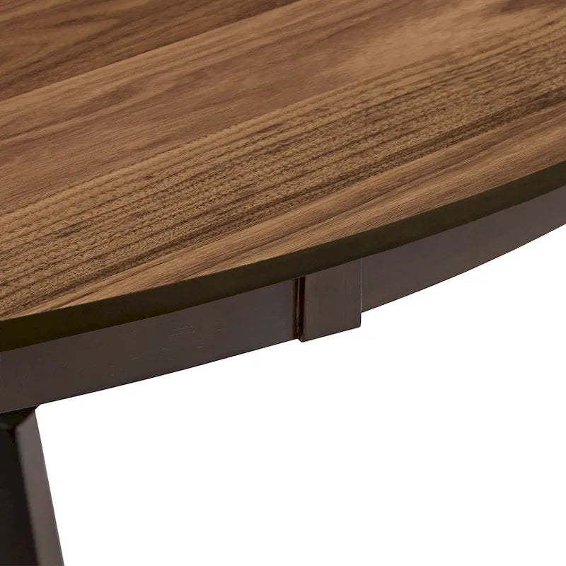 Table à manger ronde Espresso et Noyer avec plateau tournant, 6 places