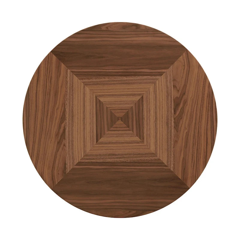 Table à manger ronde Espresso et Noyer avec plateau tournant, 6 places