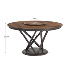 Table à manger ronde Espresso et Noyer avec plateau tournant, 6 places