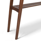 Table console en marbre blanc et gris, pieds en chêne/noyer, 109 cm L x 30 cm l x 79 cm H