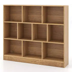 Costway Bibliothèque pour enfants à 10 cubes, meuble de rangement en bois pour chambre d'enfant, blanc/naturel