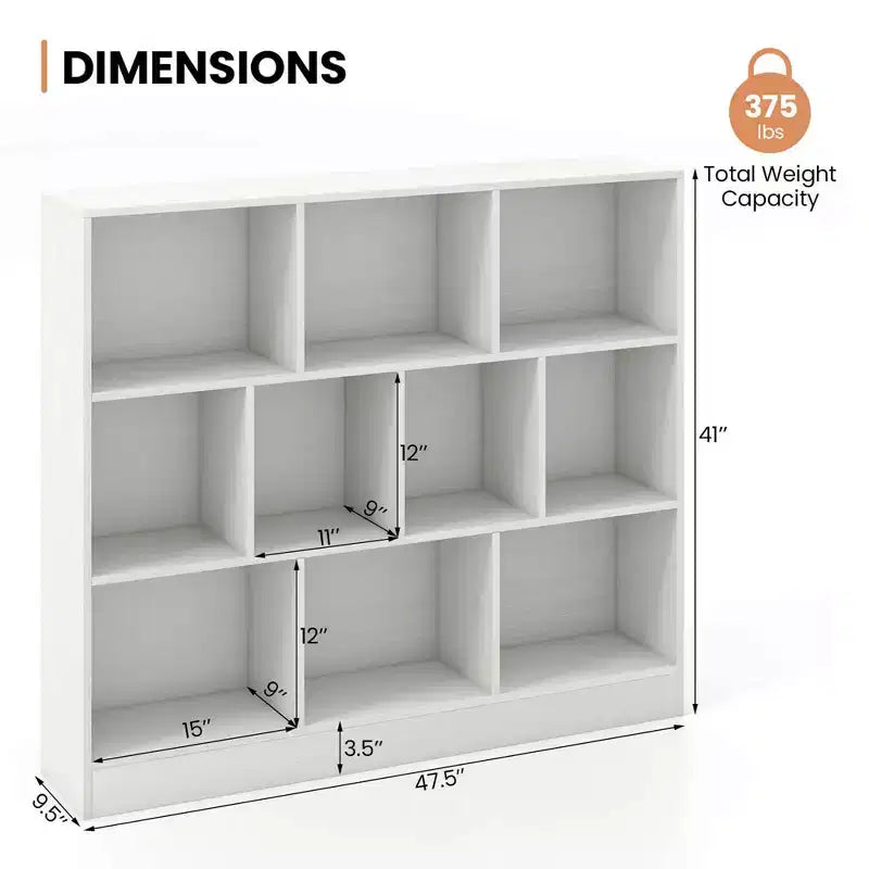 Costway Bibliothèque pour enfants à 10 cubes, meuble de rangement en bois pour chambre d'enfant, blanc/naturel