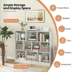 Costway Bibliothèque pour enfants à 10 cubes, meuble de rangement en bois pour chambre d'enfant, blanc/naturel
