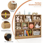 Costway Bibliothèque pour enfants à 10 cubes, meuble de rangement en bois pour chambre d'enfant, blanc/naturel
