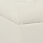 Banc de rangement capitonné blanc avec couvercle à charnière, pieds marron – 1 place