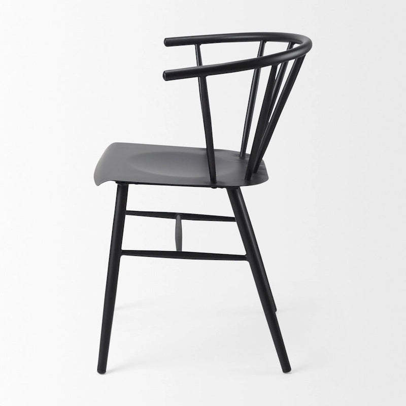 Chaise de salle à manger en métal noir, style ferme, individuelle