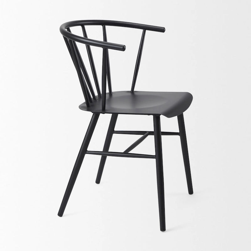 Chaise de salle à manger en métal noir, style ferme, individuelle