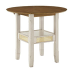 Table de salle à manger ronde à abattants, avec incrustations de cannage, coloris noir/blanc/chêne antique, 2 places