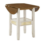 Table de salle à manger ronde à abattants, avec incrustations de cannage, coloris noir/blanc/chêne antique, 2 places