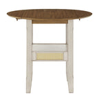 Table de salle à manger ronde à abattants, avec incrustations de cannage, coloris noir/blanc/chêne antique, 2 places