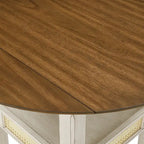 Table de salle à manger ronde à abattants, avec incrustations de cannage, coloris noir/blanc/chêne antique, 2 places