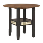 Table de salle à manger ronde à abattants, avec incrustations de cannage, coloris noir/blanc/chêne antique, 2 places