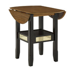Table de salle à manger ronde à abattants, avec incrustations de cannage, coloris noir/blanc/chêne antique, 2 places