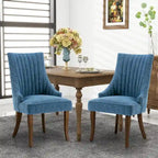 Chaises de salle à manger en lin à dossier haut beiges/marrons/noires/bleues/grises/blanches, lot de 2