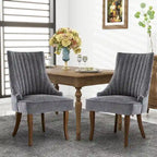 Chaises de salle à manger en lin à dossier haut beiges/marrons/noires/bleues/grises/blanches, lot de 2