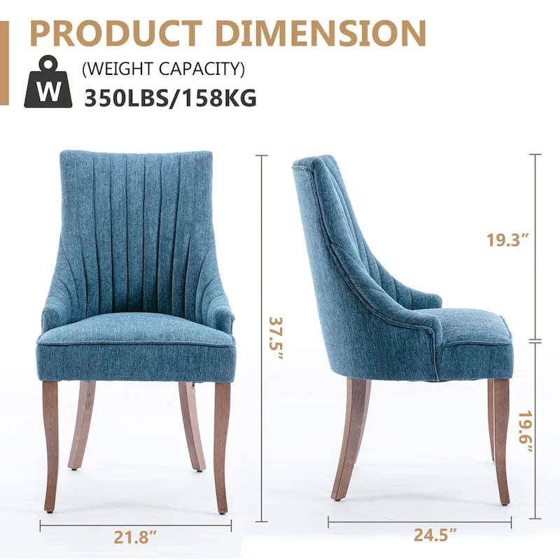 Chaises de salle à manger en lin à dossier haut beiges/marrons/noires/bleues/grises/blanches, lot de 2