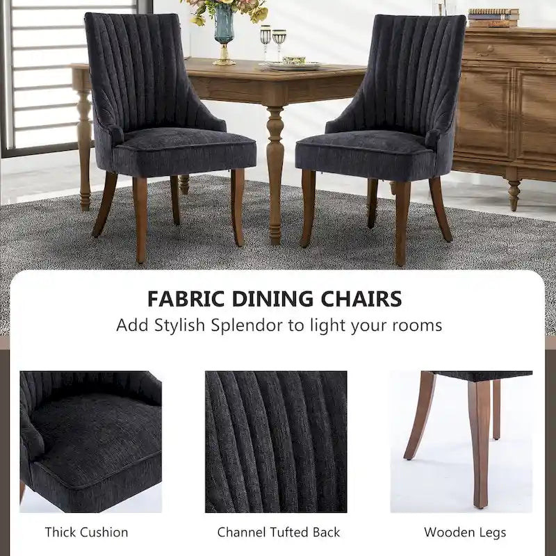 Chaises de salle à manger en lin à dossier haut beiges/marrons/noires/bleues/grises/blanches, lot de 2