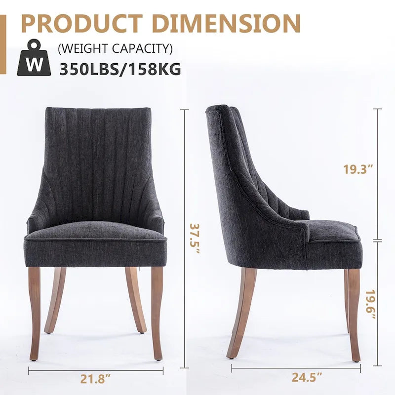 Chaises de salle à manger en lin à dossier haut beiges/marrons/noires/bleues/grises/blanches, lot de 2