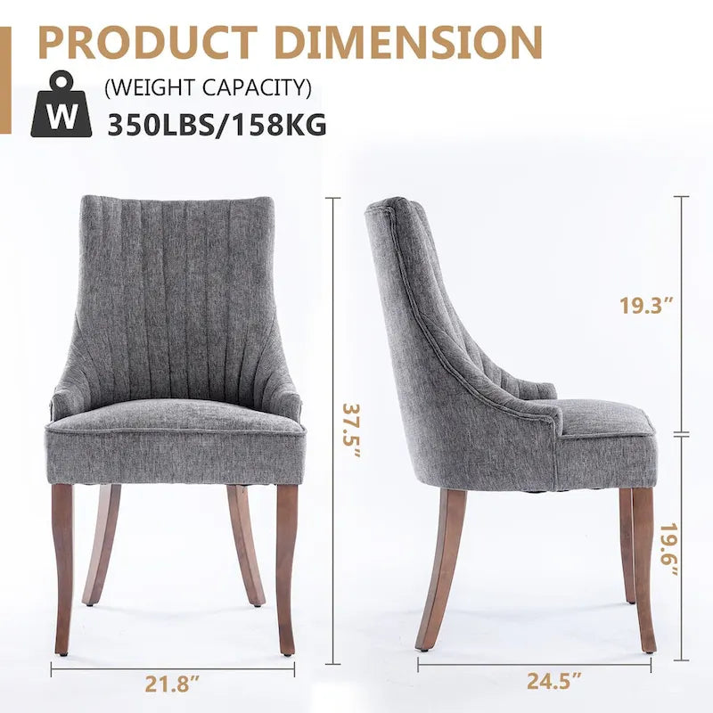 Chaises de salle à manger en lin à dossier haut beiges/marrons/noires/bleues/grises/blanches, lot de 2