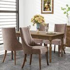 Chaises de salle à manger en lin à dossier haut beiges/marrons/noires/bleues/grises/blanches, lot de 2