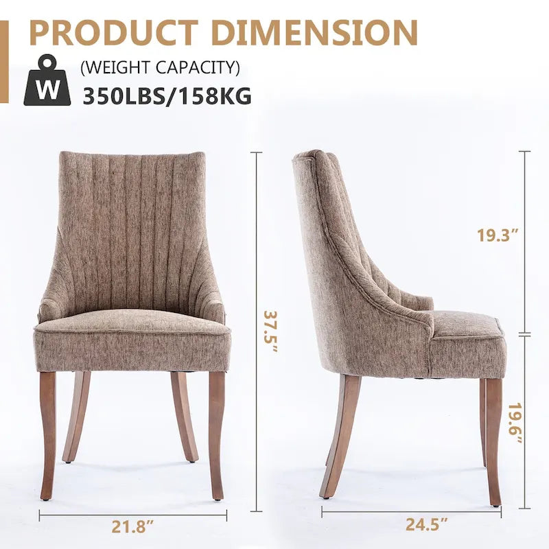 Chaises de salle à manger en lin à dossier haut beiges/marrons/noires/bleues/grises/blanches, lot de 2