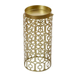 Porte-parapluies/table d'appoint en métal champagne à tissage ouvert, à usage unique