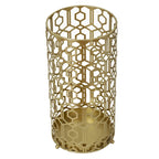 Porte-parapluies/table d'appoint en métal champagne à tissage ouvert, à usage unique