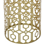 Porte-parapluies/table d'appoint en métal champagne à tissage ouvert, à usage unique