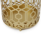 Porte-parapluies/table d'appoint en métal champagne à tissage ouvert, à usage unique