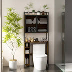 Meuble de rangement pour WC en noyer, modèle simple, avec porte grillagée