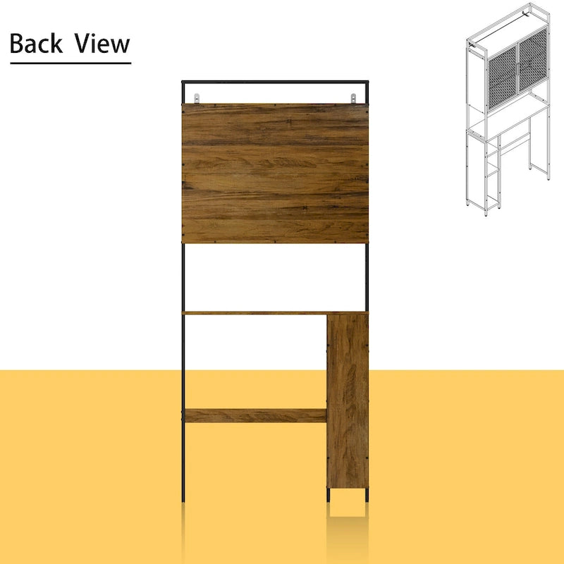 Meuble de rangement pour WC en noyer, modèle simple, avec porte grillagée