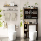 Meuble de rangement pour WC en noyer, modèle simple, avec porte grillagée
