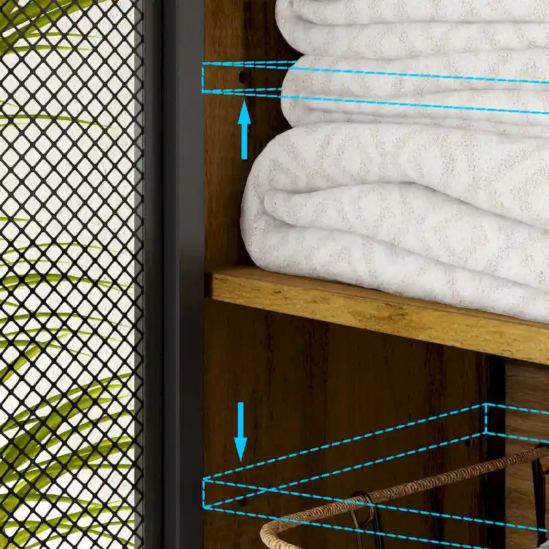 Meuble de rangement pour WC en noyer, modèle simple, avec porte grillagée