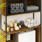 Meuble de rangement pour WC en noyer, modèle simple, avec porte grillagée