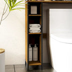 Meuble de rangement pour WC en noyer, modèle simple, avec porte grillagée