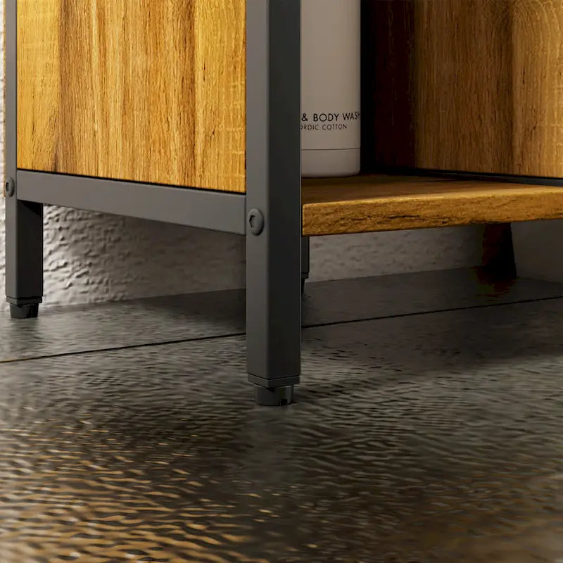 Meuble de rangement pour WC en noyer, modèle simple, avec porte grillagée
