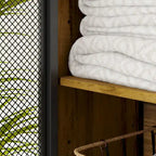 Meuble de rangement pour WC en noyer, modèle simple, avec porte grillagée