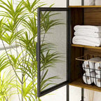 Meuble de rangement pour WC en noyer, modèle simple, avec porte grillagée